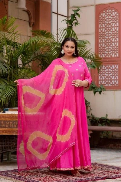 Pink Bandhani Plus Size Kurti Dupatta Set of 2 UK Next Day - BONYHUBSALWAR KAMEEZ