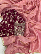 Pink Blush tissue saree with readymade stitched blouse UK Next Day - BONYHUBSAREE