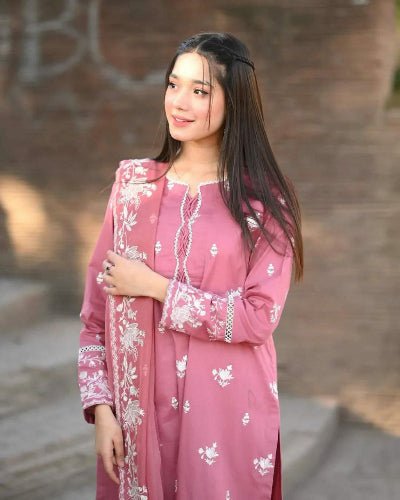 Pink Chanderi Silk Embroidered Salwar Suit Set - BONYHUBSALWAR KAMEEZ