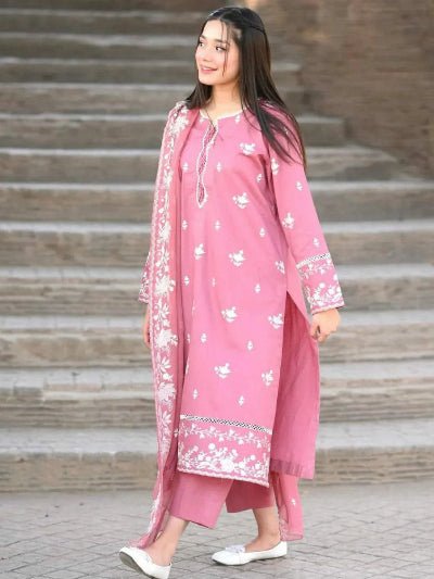 Pink Chanderi Silk Embroidered Salwar Suit Set - BONYHUBSALWAR KAMEEZ