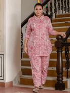 Pink Collar Cotton Kurti Trouser Set of 2 - BONYHUBsalwar suit