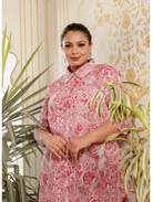 Pink Collar Cotton Kurti Trouser Set of 2 - BONYHUBsalwar suit