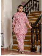 Pink Collar Cotton Kurti Trouser Set of 2 - BONYHUBsalwar suit