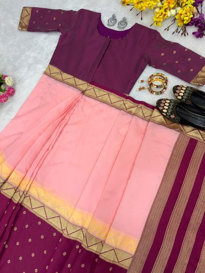 Pink Dual Tone Zip &amp; Go 10 Sec Saree Gown - BONYHUBSAREE