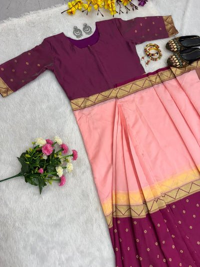 Pink Dual Tone Zip &amp; Go 10 Sec Saree Gown - BONYHUBSAREE