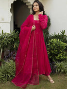 Pink Georgette Anarkali Gown With Dupatta 2Pc - BONYHUBSALWAR KAMEEZ