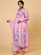 Pink Georgette Thread And Mirror Work Salwar Suit UK Next Day - BONYHUBSALWAR KAMEEZ