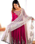 Pink Intricate Thread Embroidered Anarkali Suit Set - BONYHUBSALWAR KAMEEZ
