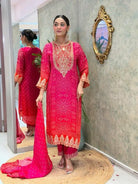 Pink Orange Bandhani Print Festive Salwar Suit Set - BONYHUBSALWAR KAMEEZ