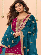 Pink Plus Size Jacquard Embroidered Punjabi Suit Set - BONYHUBSALWAR KAMEEZ