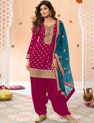 Pink Plus Size Jacquard Embroidered Punjabi Suit Set - BONYHUBSALWAR KAMEEZ
