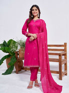 Pink Rayon Salwar Suit With Silk Blend Dupatta - BONYHUBSALWAR KAMEEZ