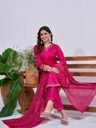 Pink Rayon Salwar Suit With Silk Blend Dupatta - BONYHUBSALWAR KAMEEZ
