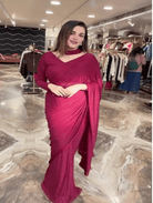 Pink Stitched Saree and Ready to wear Blouse on - BONYHUBSAREE