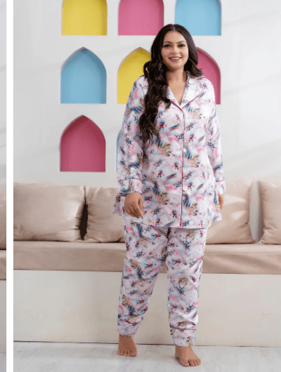 Pink Stylish Satin Night suit - BONYHUBsalwar suit