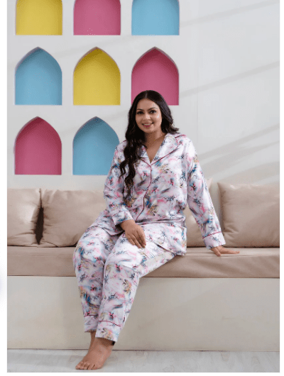 Pink Stylish Satin Night suit - BONYHUBsalwar suit