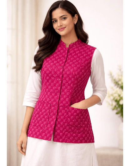 Pink Winter Cotton Quilted Warm Jacket - BONYHUBSALWAR KAMEEZ