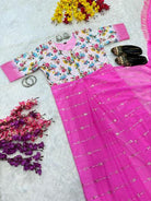 Pink Zip & Go 10 Second Trending Saree Gown - BONYHUBSAREE