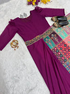 Plum 10 Second Multicolor Readymade Sari Gown - BONYHUBSAREE