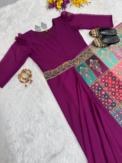 Plum 10 Second Multicolor Readymade Sari Gown - BONYHUBSAREE