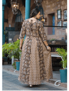 Plus size Anarkali Beige Maroon Kurti Dupatta Set of 2 - BONYHUBSALWAR KAMEEZ