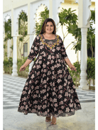 Plus size Anarkali Black Pink Kurti Dupatta Set of 2 - BONYHUBSALWAR KAMEEZ