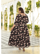 Plus size Anarkali Black Pink Kurti Dupatta Set of 2 - BONYHUBSALWAR KAMEEZ