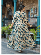 Plus size Anarkali Cream Floral Kurti Dupatta Set of 2 - BONYHUBSALWAR KAMEEZ