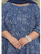 Plus size Anarkali Navy Blue Kurti Dupatta Set of 2 UK Next Day - BONYHUBSALWAR KAMEEZ