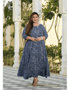 Plus size Anarkali Navy Blue Kurti Dupatta Set of 2 UK Next Day - BONYHUBSALWAR KAMEEZ