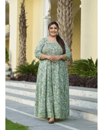 Plus size Anarkali Seagreen Kurti Dupatta Set of 2 - BONYHUBSALWAR KAMEEZ