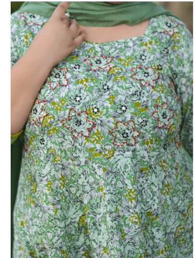 Plus size Anarkali Seagreen Kurti Dupatta Set of 2 - BONYHUBSALWAR KAMEEZ