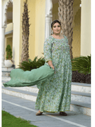 Plus size Anarkali Seagreen Kurti Dupatta Set of 2 - BONYHUBSALWAR KAMEEZ