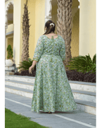 Plus size Anarkali Seagreen Kurti Dupatta Set of 2 - BONYHUBSALWAR KAMEEZ