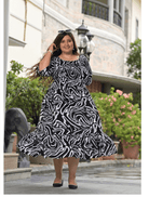 Plus size Black Cotton Printed Kurti Gown - BONYHUBSALWAR KAMEEZ