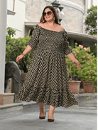 Plus size Black Cream Cotton Printed Kurti Gown - BONYHUBSALWAR KAMEEZ