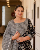 Plus Size Black Floral Print Readymade Salwar Suit UK Next Day - BONYHUBSALWAR KAMEEZ