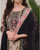 Plus Size Black Jaipuri Print Mirror Work Salwar Suit Set - BONYHUBSALWAR KAMEEZ