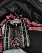 Plus Size Black Jaipuri Print Mirror Work Salwar Suit Set - BONYHUBSALWAR KAMEEZ