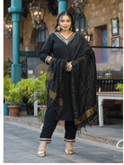 Plus Size Black Straight Salwar Suit - BONYHUBSALWAR KAMEEZ