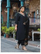 Plus Size Black Straight Salwar Suit - BONYHUBSALWAR KAMEEZ