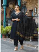 Plus Size Black Straight Salwar Suit - BONYHUBSALWAR KAMEEZ