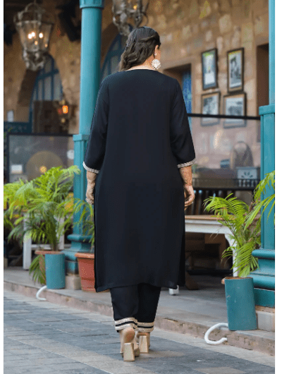 Plus Size Black Straight Salwar Suit - BONYHUBSALWAR KAMEEZ