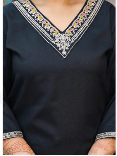 Plus Size Black Straight Salwar Suit - BONYHUBSALWAR KAMEEZ