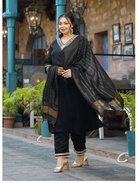 Plus Size Black Straight Salwar Suit - BONYHUBSALWAR KAMEEZ