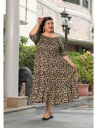 Plus size Black Tiger Printed Dress - BONYHUBSALWAR KAMEEZ