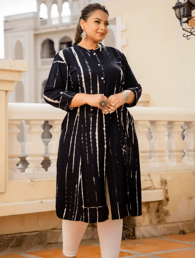 Plus Size Black Tye Dye Kurti - BONYHUBSALWAR KAMEEZ