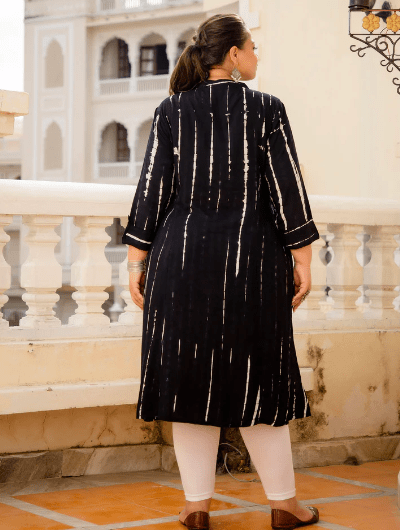 Plus Size Black Tye Dye Kurti - BONYHUBSALWAR KAMEEZ