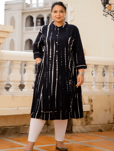 Plus Size Black Tye Dye Kurti - BONYHUBSALWAR KAMEEZ