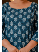 Plus Size Blue Indigo A Line cut Salwar Suit - BONYHUBSALWAR KAMEEZ